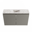 MONDIAZ TURE-DLUX Meuble toilette - 80cm - Smoke - EDEN - vasque Glace - position centrale - sans trou de robinet SW1103551