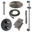 BRAUER Gunmetal Edition douche de pluie encastrée thermostatique - 3 voies - ronde - set 90 - pomme de douche 30cm - bras de plafond - douchette barre - flexible de douche - barre de douche intégrée - gunmetal brossé PVD SW1159123