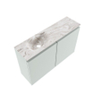 MONDIAZ TURE-DLUX Meuble toilette - 80cm - Greey - EDEN - vasque Glace - position gauche - 1 trou de robinet SW1103398