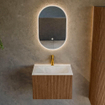 MONDIAZ KURVE-DLUX 60cm Meuble salle de bain - couleur Walnut - 1 tiroir - vasque CLOUD centre - 1 trou de robinet - couleur Opalo SW1137615