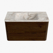 Mondiaz CIRO-DLUX Ensemble de meubles de salle de bains - 90x45x50cm - vasque solid surface Frappe - 1 lavabo au milieu - 1 trou de robinet - 2 tiroirs - Noyer SW1530297