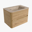 Mondiaz CIRO-DLUX Badkamermeubelset - 70x45x50cm - Solid surface wastafel Arena - 1 wasbak Midden - 1 kraangat - 2 lades - Oak SW1530955