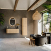 MONDIAZ KURVE Meuble de salle de bains 110 cm avec module 25 Len R couleur Chêne avec 1 tiroir et 2 portes. Lavabo CLOUD central sans trou de robinet Urban. SW1138346