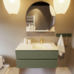 Mondiaz VICA-DLUX Ensemble de meuble de salle de bain - 100cm - meuble sous-vasque armée - 2 tiroirs - lavabo encastré cloud droite - 1 trou de robinet - version haute de 60cm - ostra SW1087025