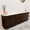 Mondiaz JOYA 111.6cm meuble de salle de bains - arrondi gauche couleur Walnut - Vasque FAYE position Droite 1 trou de robinet couleur Talc. SW1421274