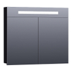 BRAUER 2.0 Spiegelkast - 80x70x15cm - verlichting geintegreerd - 2 links- en rechtsdraaiende spiegeldeuren - MDF - mat zwart SW371697