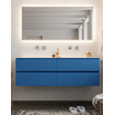 Mondiaz VICA ensemble de meuble de salle de bain - 150cm - meuble sous-vasque jeans - 4 tiroirs - lavabo nuage double - sans trou de robinet version XL 60cm de haut SW1091008