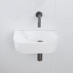 QeramiQ Fuente Ensemble de Lavabo - 40x21.5x12cm - lisse - demi-rond - céramique - ensemble de robinet gunmetal - bouchon de vidange - siphon abaissé - blanc mat SW1233115