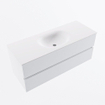 MONDIAZ VICA meuble sous lavabo 120cm Talc 2 tiroirs. Lavabo MOON centre 1 trou de robinet, couleur Talc. SW1381917