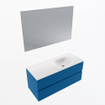 Mondiaz VICA ensemble de meuble de salle de bain - 110cm - meuble sous-vasque jeans - 2 tiroirs - lavabo moon droite - sans trous de robinet - couleur talc - miroir LED - version XL 60cm de haut SW1092173