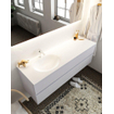 Mondiaz VICA ensemble de meuble de salle de bain - 150cm - meuble sous-vasque cale - 2 tiroirs - lavabo moon gauche - 1 trou de robinet - miroir LED - version XL 60cm haut SW1097783