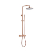 Fortifura Calvi Colonne de douche thermostatique - pomme de douche 30cm - flexible en métal - douchette stylo - cuivre brossé PVD SW1204441