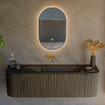 Mondiaz KURVE Ensemble de meuble de salle de bains - 150x46x40cm - 1 tiroir - 2 portes - lavabo solid surface - central - sans trou de robinet - Shadow SW1414255