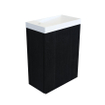 Arcqua Marble Ensemble fontaine - 40x22x54.5cm - fontaine brillant blanc - sans trop-plein - chêne noir SW909583
