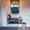 Mondiaz ALAN-DLUX Ensemble de meuble - 110cm - meuble Lava mat - 0 tiroirs - Lavabo Cloud Lava suspendu - vasque Centre - 0 trous de robinet SW809088