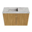 Mondiaz JOYA-DLUX 60cm toiletmeubel - kleur Oak - Wastafel FAYE positie Links Zonder kraangat kleur Glace. SW1421964
