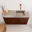 Mondiaz JOYA-DLUX 71.6cm toiletmeubel - ronding links kleur Ruby - Wastafel FAYE positie Rechts Zonder kraangat kleur Oza. SW1425535