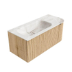MONDIAZ KURVE-DLUX meuble de salle de bains 105cm avec module 25 R couleur chêne avec 1 tiroir et 1 porte. Lavabo BIG SMALL gauche sans trou de robinet couleur Frappe. SW1137375