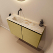 MONDIAZ TURE-DLUX Meuble toilette - 80cm - Oro - EDEN - vasque Frappe - position gauche - sans trou de robinet SW1102945