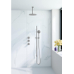Fortifura Nebbio Ensemble de douche pluie - robinet encastré - élément encastré - barre de douche - flexible de douche lisse - douchette ronde - bras de plafond 20cm - douche de tête 30cm - inox brossé PVD SW1447115