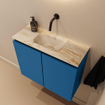 MONDIAZ TURE-DLUX Meuble toilette - 60cm - Jeans - EDEN - vasque Frappe - position centrale - sans trou de robinet SW1102848