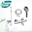 FugaFlow Eccelente Sobrado Mitigeur baignoire - avec barre curseur - douchette ronde - flexible lisse - Chrome SW1123977