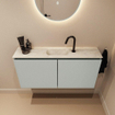 MONDIAZ TURE-DLUX Meuble toilette - 100cm - Greey - EDEN - vasque Ostra - position centrale - 1 trou de robinet SW1104910