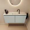 MONDIAZ TURE-DLUX Meuble WC 100cm Greey. Lavabo EDEN Ostra position milieu. Avec 1 trou de robinet. SW1104910