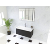 HR Matrix ensemble meuble de salle de bain 3d 100cm 1 tiroir sans poignée avec bandeau couleur noir mat avec vasque djazz 1 trou pour robinet blanc SW857055