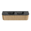 MONDIAZ KURVE-DLUX 170cm Meuble salle de bain avec module 25 G et D - couleur Oak - 1 tiroir - 2 portes - vasque LEAF double - 2 trous de robinet - couleur Lava SW1137193