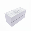 Mondiaz VICA-DLUX Ensemble de meuble de salle de bain - 100cm - meuble sous-vasque cale - 2 tiroirs - lavabo encastré cloud gauche - sans trous de robinet - version haute de 60cm - glace SW1090188