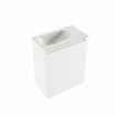 MONDIAZ TURE-DLUX Meuble toilette - 40cm - Talc - EDEN - vasque Ostra - position gauche - sans trou de robinet SW1104646