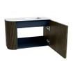Mondiaz JOYA 61.6cm meuble de toilette - arrondi gauche couleur Shadow - Vasque FAYE position Droite 1 trou de robinet couleur Talc. SW1421468