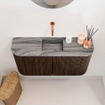 Mondiaz JOYA-DLUX 83.2cm toiletmeubel - ronding links en rechts kleur Walnut - Wastafel FAYE positie Midden Zonder kraangat kleur Sombra. SW1424770