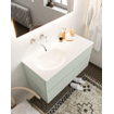 Mondiaz VICA ensemble de meuble de salle de bain - 100cm - meuble sous lavabo greey - 2 tiroirs - lavabo moon gauche - sans trou de robinet - miroir LED - version XL 60cm de haut SW1098605