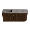 Mondiaz JOYA-DLUX 91.6cm toiletmeubel - ronding rechts kleur Walnut - Wastafel FAYE positie Links Zonder kraangat kleur Sombra. SW1424758