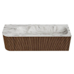 MONDIAZ KURVE-DLUX 145cm Meuble salle de bain avec module 25 G - couleur Walnut - 1 tiroir - 1 porte - vasque BIG LARGE droite - sans trou de robinet - couleur Glace SW1138035