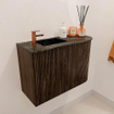 Mondiaz JOYA-DLUX Meuble de salle de bains 61,6cm - arrondi droit couleur Noyer - Vasque FAYE position Gauche 1 trou de robinet couleur Lava SW1422462