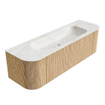 MONDIAZ KURVE-DLUX 150cm Meuble salle de bain avec module 25 G et D - couleur Oak - 1 tiroir - 2 portes - vasque BIG MEDIUM centre - 1 trou de robinet - couleur Ostra SW1137752