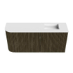 Mondiaz JOYA 91.6cm meuble de toilette - arrondi gauche couleur Shadow - Vasque FAYE position Droite Sans trou de robinet couleur Talc SW1421470
