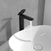 Villeroy & Boch Antao ensemble de robinet à une poignée - rehaussé - avec bonde clic clac - noir mat SW974158