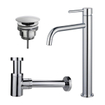 Fortifura Calvi Slim Kit mitigeur lavabo - robinet rehaussé - bonde non-obturable - siphon design bas - Chrome brillant SW891926
