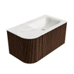 MONDIAZ KURVE-DLUX 85cm Meuble salle de bain avec module 25 G - couleur Walnut - 1 tiroir - 1 porte - vasque CLOUD droite - 1 trou de robinet - couleur Ostra SW1137808