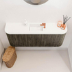 Mondiaz JOYA 103.2cm toiletmeubel - ronding links en rechts kleur Shadow - Wastafel FAYE positie Midden 1 kraangat kleur Talc. SW1421453
