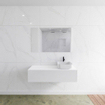 Mondiaz Lagom Meuble salle de bains 120x30.9x45cm Solid Surface Talc 1 tiroir avec lavabo BINX vasque à poser Droite 1 trou de robinet SW409092