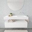 MONDIAZ ALAN 120cm - meuble bas - 1 tiroir - lavabo suspendu - vasque droite - 0 trous de robinet - talc SW408418