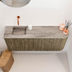 Mondiaz JOYA-DLUX Meuble de toilette 101,6cm - arrondi droit couleur Dusk - Vasque FAYE position Gauche Sans trou de robinet couleur Oza SW1426014