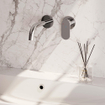 BRAUER Chrome Edition Wastafelmengkraan inbouw - gebogen uitloop links - hendel breed plat - inclusief inbouwdeel - model C 1 - chroom SW397997
