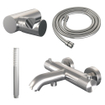 Brauer Brushed Carving Badkraan - douchegarnituur - handdouche staaf 1 stand - carving knop - PVD - Geborsteld RVS SW1164648