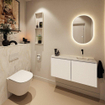 MONDIAZ TURE-DLUX Meuble toilette - 100cm - Talc - EDEN - vasque Ostra - position droite - sans trou de robinet SW1104690